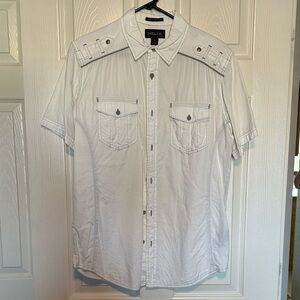 Helix Men's Casual White Button Down Shirt